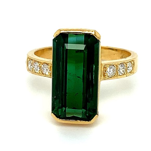 Jewelry - Certified Green Tourmaline 6.44ct Diamonds 18K Rng